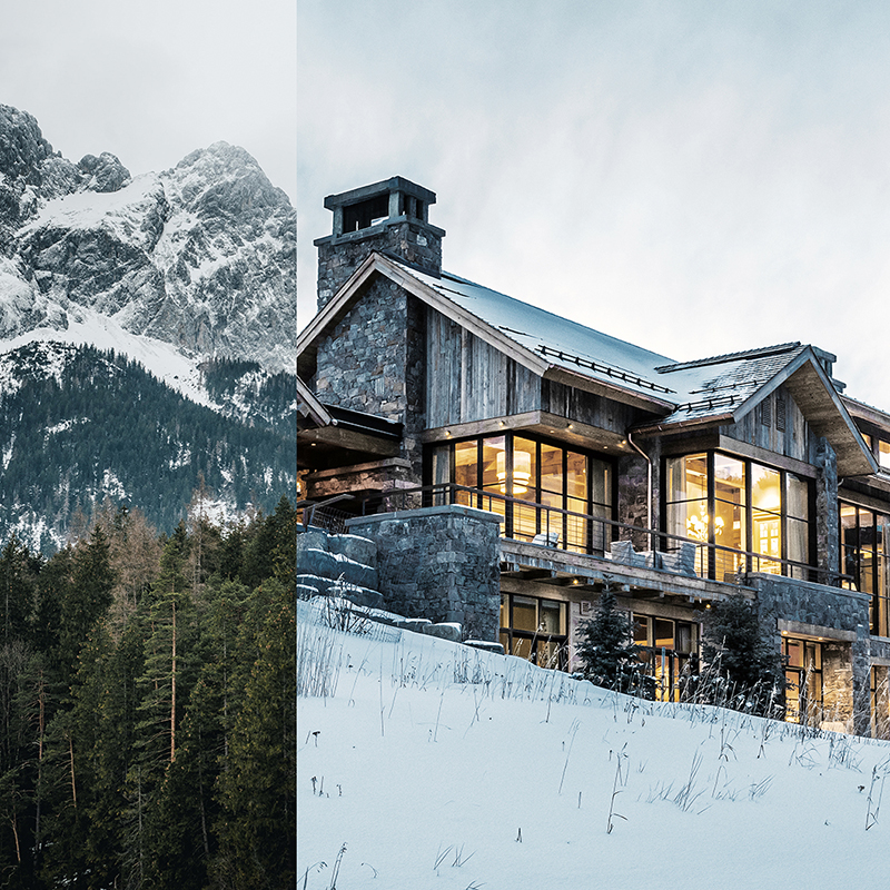 Big Sky to Courchevel Mountain Chalet High-altitude meets high design, combining natural tones and textures for a commanding yet refined presence.