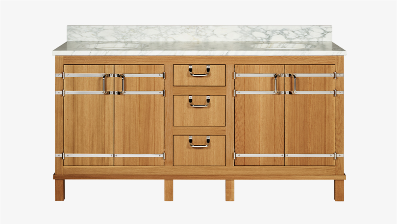 Bridle Double Vanity with Square Legs and Hardware w / Sinks and Slab