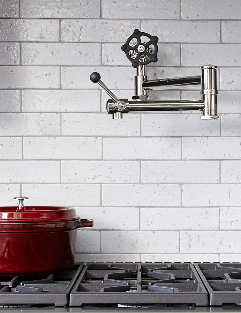 An indispensable kitchen convenience: Available in a range of aesthetics, our hard-working pot fillers reduce heavy lifting, with long arms that can be extended or tucked away.