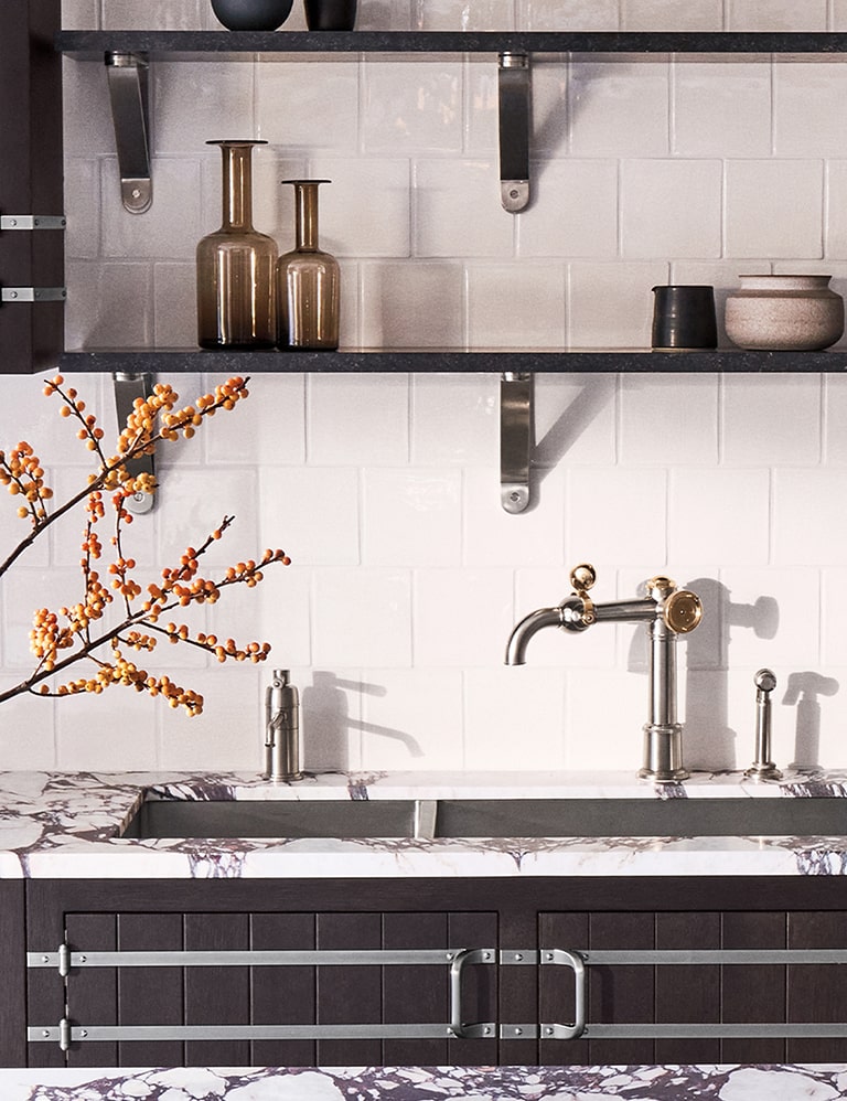 On Tap kitchen faucet and Kerr double sink.